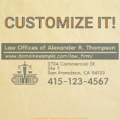 Tampon Auto-encreur Scales of Justice, Logo du cabinet juridique, URL