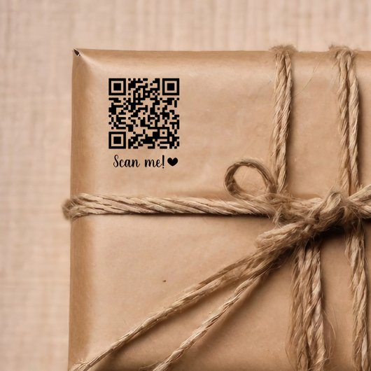 Tampon Auto-encreur Scannez-moi ! Cœur pour votre code QR