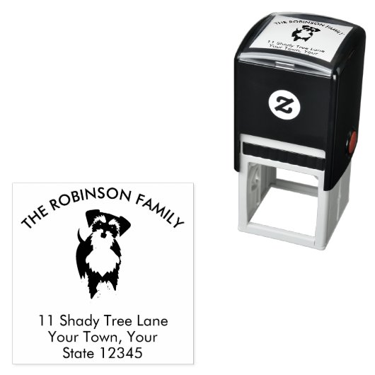 Tampon Auto-encreur Schnauzer Dog Family Adresse d'accueil (En situation)