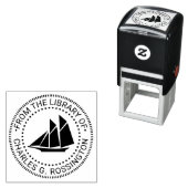 Tampon Auto-encreur Schooner Sailboat Bibliothèque nautique Nom du liv (En situation)