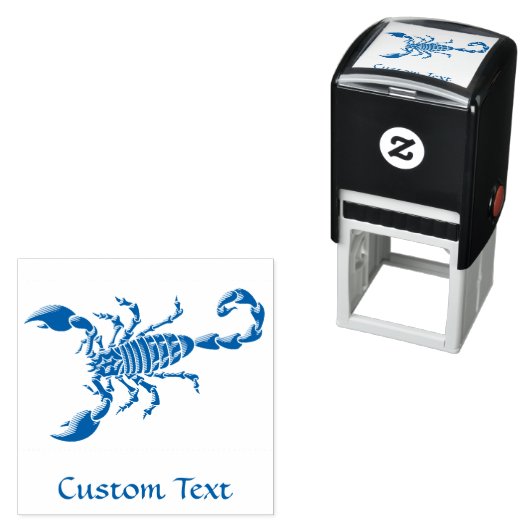 Tampon Auto-encreur Scorpion bleu (En situation)