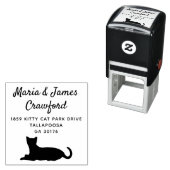 Tampon Auto-encreur Script Cursif Cute Cat Nom de famille Adresse de r (En situation)