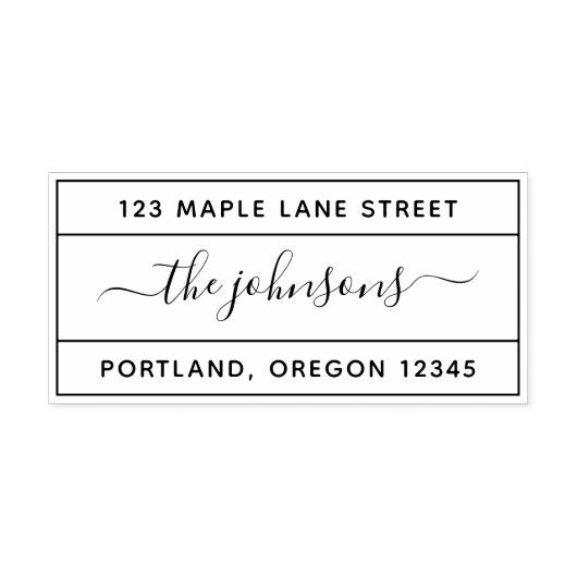 Tampon Auto-encreur Script de calligraphie frontière Adresse de retour (Design)