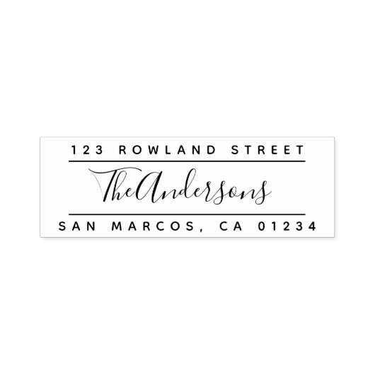 Tampon Auto-encreur Script de calligraphie moderne Split Adresse de re (Design)