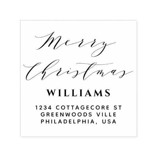 Tampon Auto-encreur Script élégant Calligraphie Joyeux Noël Famille (Design)