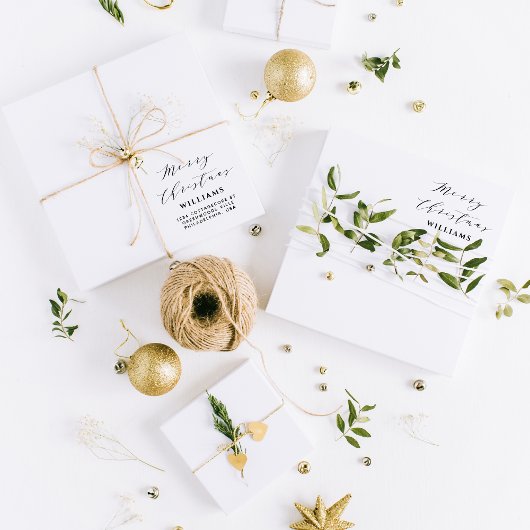 Tampon Auto-encreur Script élégant Calligraphie Joyeux Noël Famille