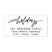 Tampon Auto-encreur Script élégant Happy Holidays Nom de famille Adres (Design)