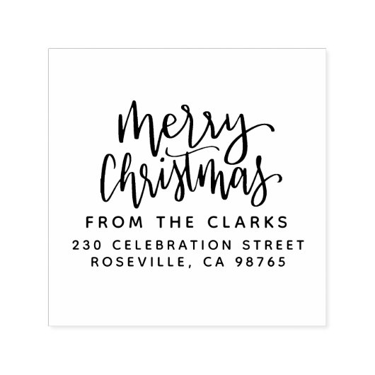 Tampon Auto-encreur Script élégant Joyeux Noël Adresse de retour (Design)