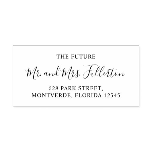 Tampon Auto-encreur Script élégant M. et Mme Mariage Adresse de retour (Design)