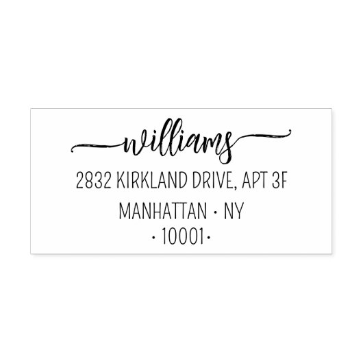 Tampon Auto-encreur Script élégant Nom de famille Adresse de retour (Design)