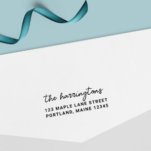 Tampon Auto-encreur Script élégant Nom de famille Adresse de retour