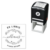 Tampon Auto-encreur Script Feuille rustique Nom de famille Ex Libris L (En situation)