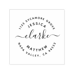 Tampon Auto-encreur Script Lettré à la main Couples mariés Adresse