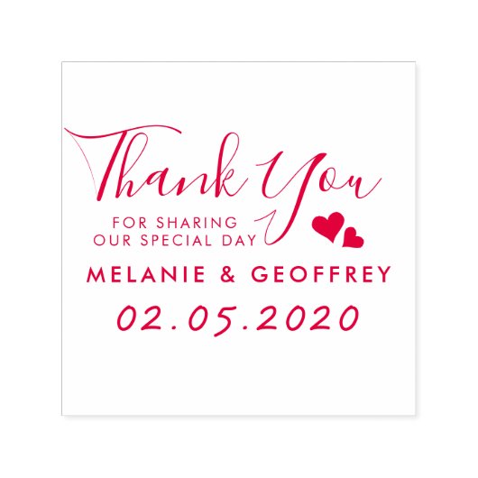 Tampon Auto-encreur Script Merci mariage | Noms et date personnalisés (Design)
