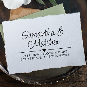 Tampon Auto-encreur Script minimal mignon Mariage du coeur Adresse de 