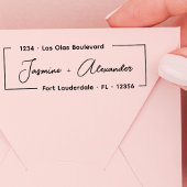Tampon Auto-encreur Script moderne Couple Mariage Adresse de retour