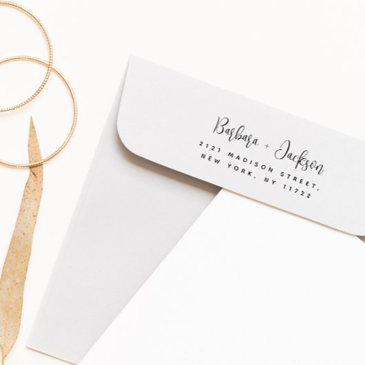 Tampon Auto-encreur Script moderne Élégant Mariage Adresse de retour