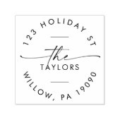 Tampon Auto-encreur Script moderne Famille Holiday Card Adresse circul (Design)
