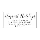 Tampon Auto-encreur Script moderne Happy Holiday Adresse de retour (Design)