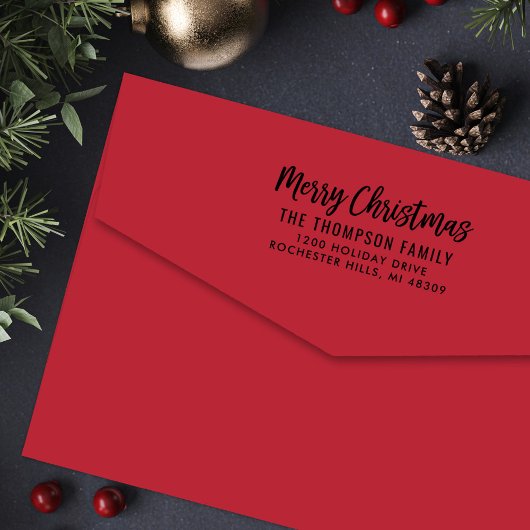 Tampon Auto-encreur Script moderne Joyeux Noël Adresse de retour