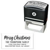 Tampon Auto-encreur Script moderne Joyeux Noël Adresse de retour (En situation)