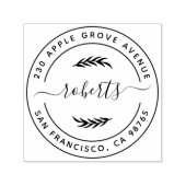 Tampon Auto-encreur Script moderne Nom de famille Ronde Adresse de ret (Design)