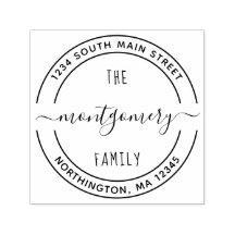 Script Nom de famille 10 Round Adresse de retour p