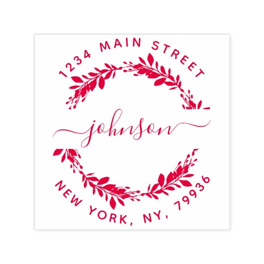 Tampon Auto-encreur Script personnalisé Nom de famille Ronde Adresse d (Design)