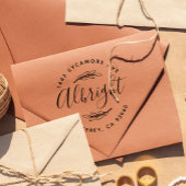 Tampon Auto-encreur Script rustique Nom de famille Wreath Adresse de r