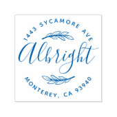 Tampon Auto-encreur Script rustique Nom de famille Wreath Adresse de r (Design)