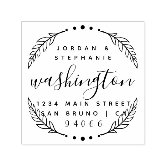 Tampon Auto-encreur Script Rustique Personnalisé Juste Marié Adresse d (Design)