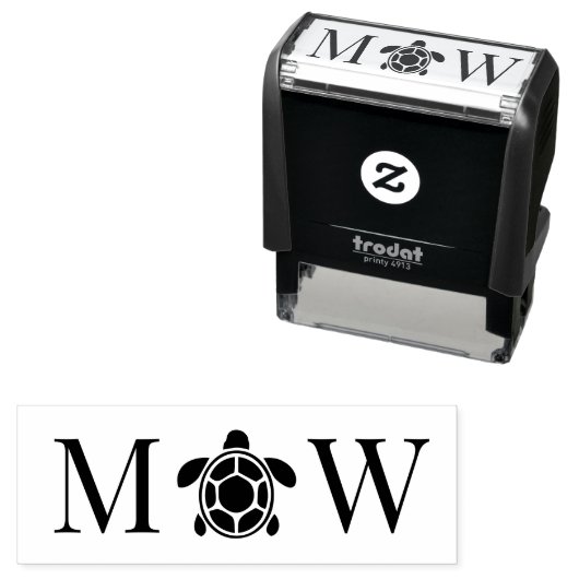 Tampon Auto-encreur Sea Turtle Couple Wedding 2 Initial Monogram  (En situation)