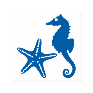 Tampon Auto-encreur Seahorse & Star Fish Silhouette