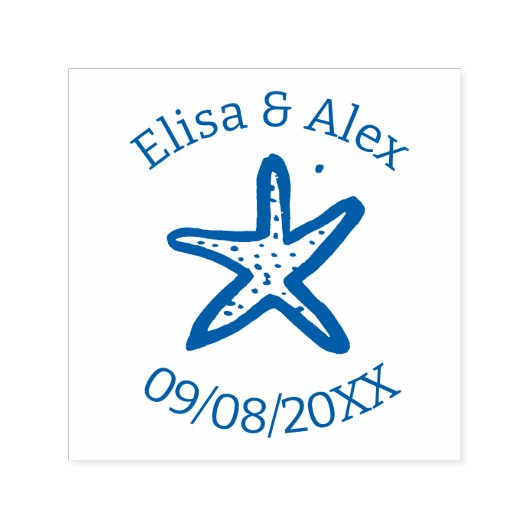 Tampon Auto-encreur Seashell Beach Mariage Cute Seastar CUSTOM (Design)