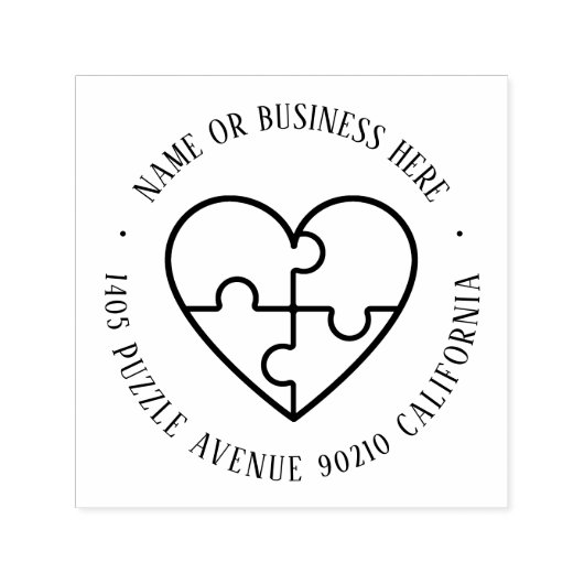 Tampon Auto-encreur Sensibilisation sur l'autisme Coeur Nom du puzzle  (Design)
