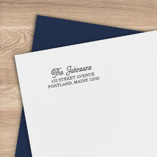 Tampon Auto-encreur Serif et Classic Cursive Nom Adresse de retour