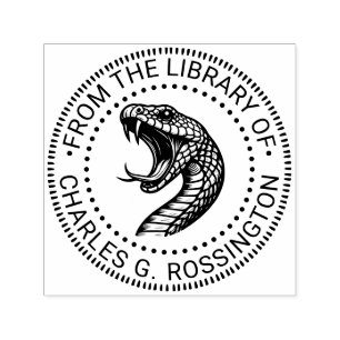 Tampon Auto-encreur Serpent montrant les crocs Tête de bibliothèque No