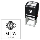 Tampon Auto-encreur Shamrock de noeud celtique Mariage Couple Initiale (En situation)