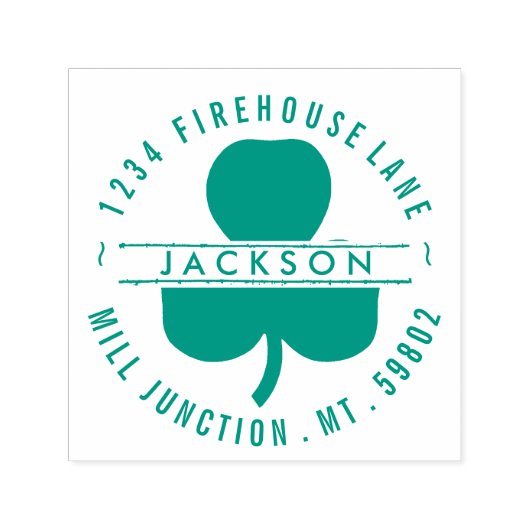 Tampon Auto-encreur Shamrock En Cercle Auto-Encre Retourner L'Adresse (Design)