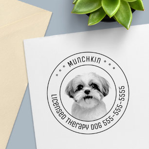 Tampon Auto-encreur Shih Tzu Chien Animaux de Compagnie Photo Round