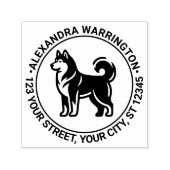 Tampon Auto-encreur Sibérie Husky Chig Standing Silh Nom Ret Adresse (Design)