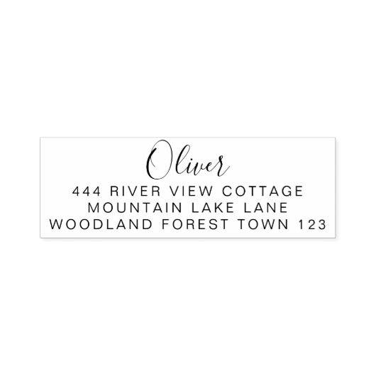 Tampon Auto-encreur Signature classique Noir Blanc Élégant Plat Simple (Design)