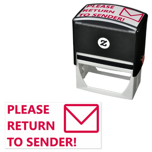 Tampon Auto-encreur "S'IL VOUS PLAÎT RETOURNEZ À SENDER !" Timbre en c (En situation)