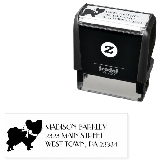 Tampon Auto-encreur Silhouette Chien Chien Papillon (En situation)