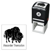 Tampon Auto-encreur Silhouette de bison majestic Nom (En situation)