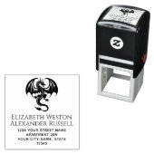 Tampon Auto-encreur Silhouette de dragon mystique #8S Nom Adresse de r (En situation)