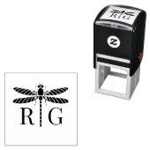 Tampon Auto-encreur Silhouette de libellule 2 Initiale Monogramme de m (En situation)