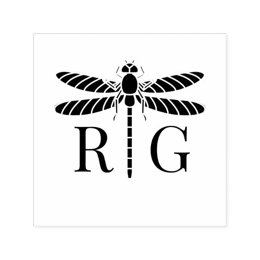 Tampon Auto-encreur Silhouette de libellule 2 Monogramme Mariage initi (Design)