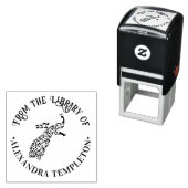 Tampon Auto-encreur Silhouette de paon #3 “De la bibliothèque de” Nom (En situation)