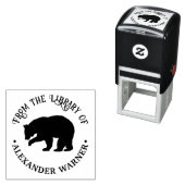 Tampon Auto-encreur Silhouette d'ours rustique #3 Rond Nom du livre de (En situation)